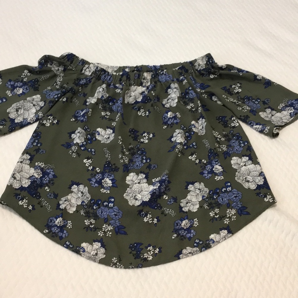 Green floral off the shoulder top